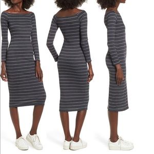 Soprano stripe off the shoulder midi dress